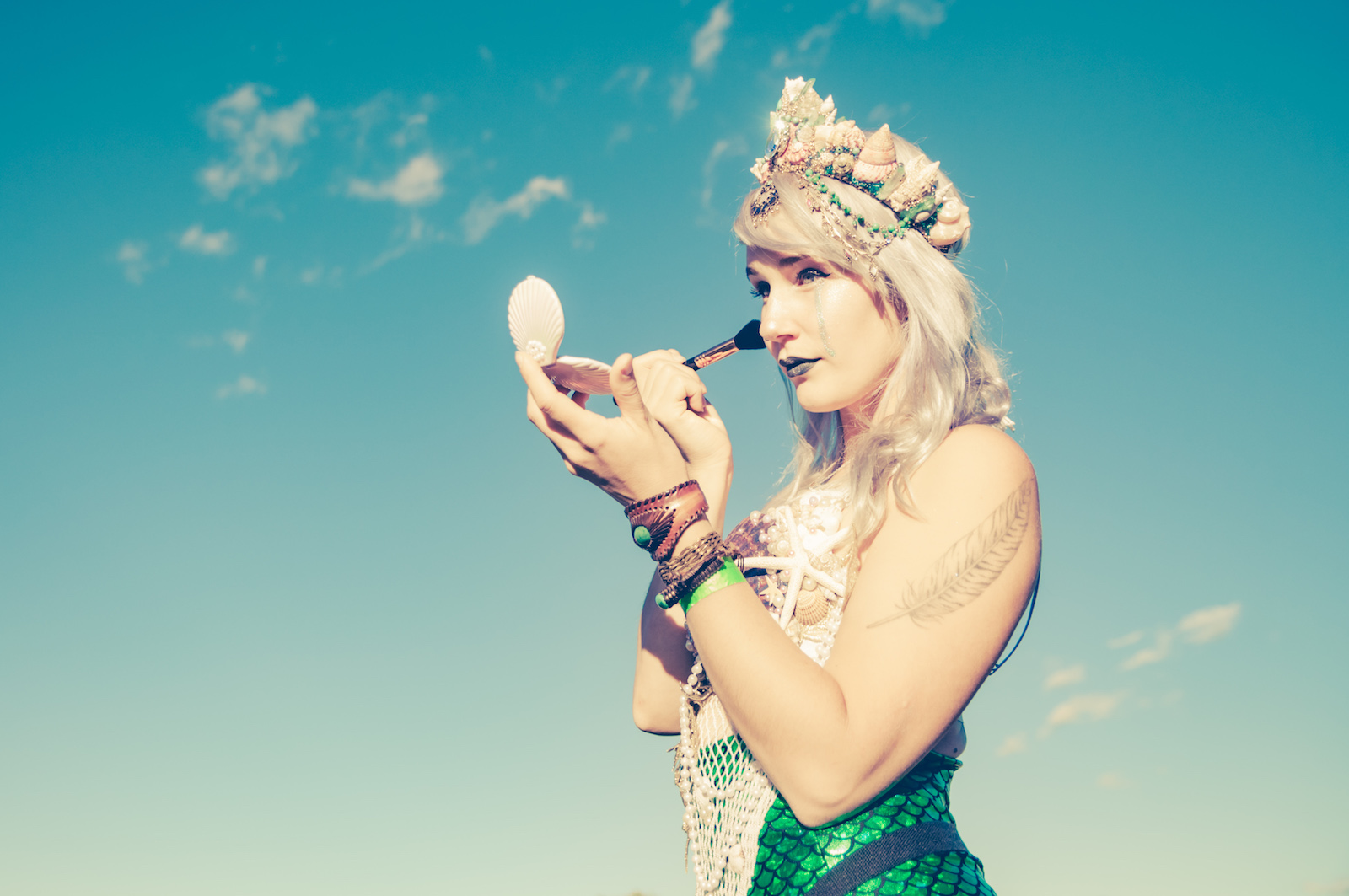  Woman putting on make-up