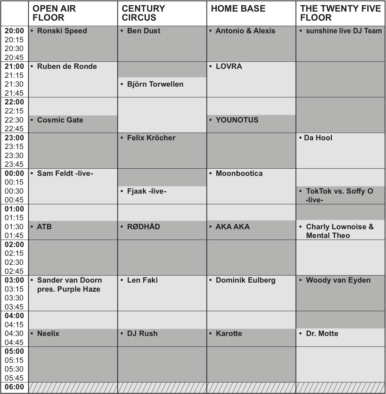  Check out the official Running Order for Friday!