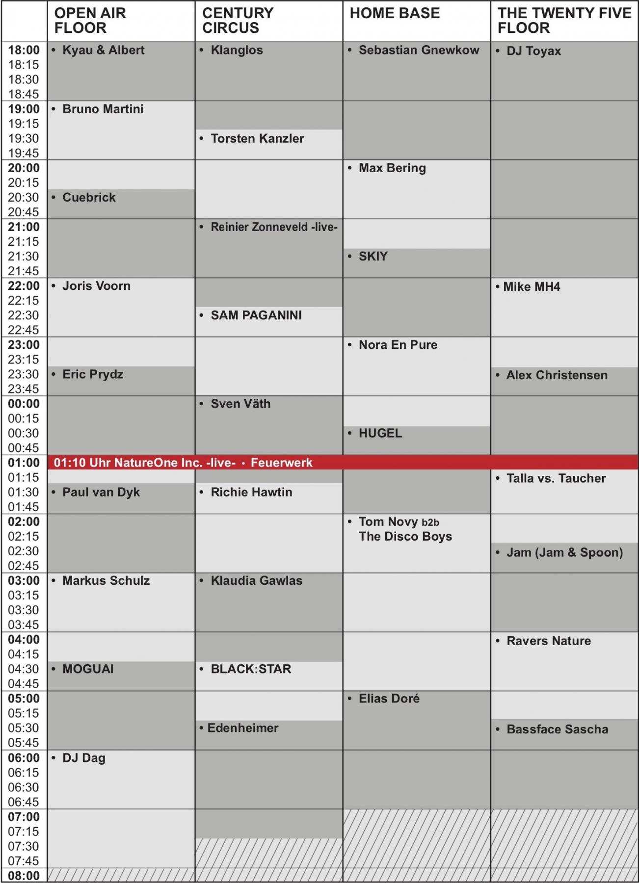  Check out the official Running Order for Saturday!