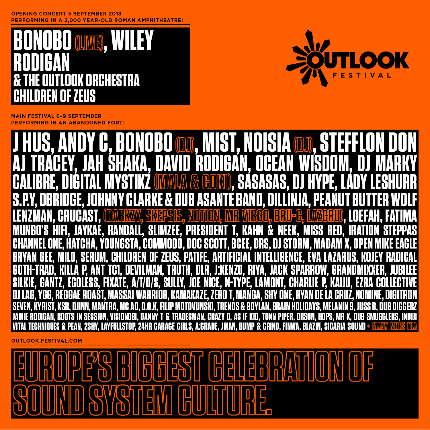 Outlook 2018 Line-up