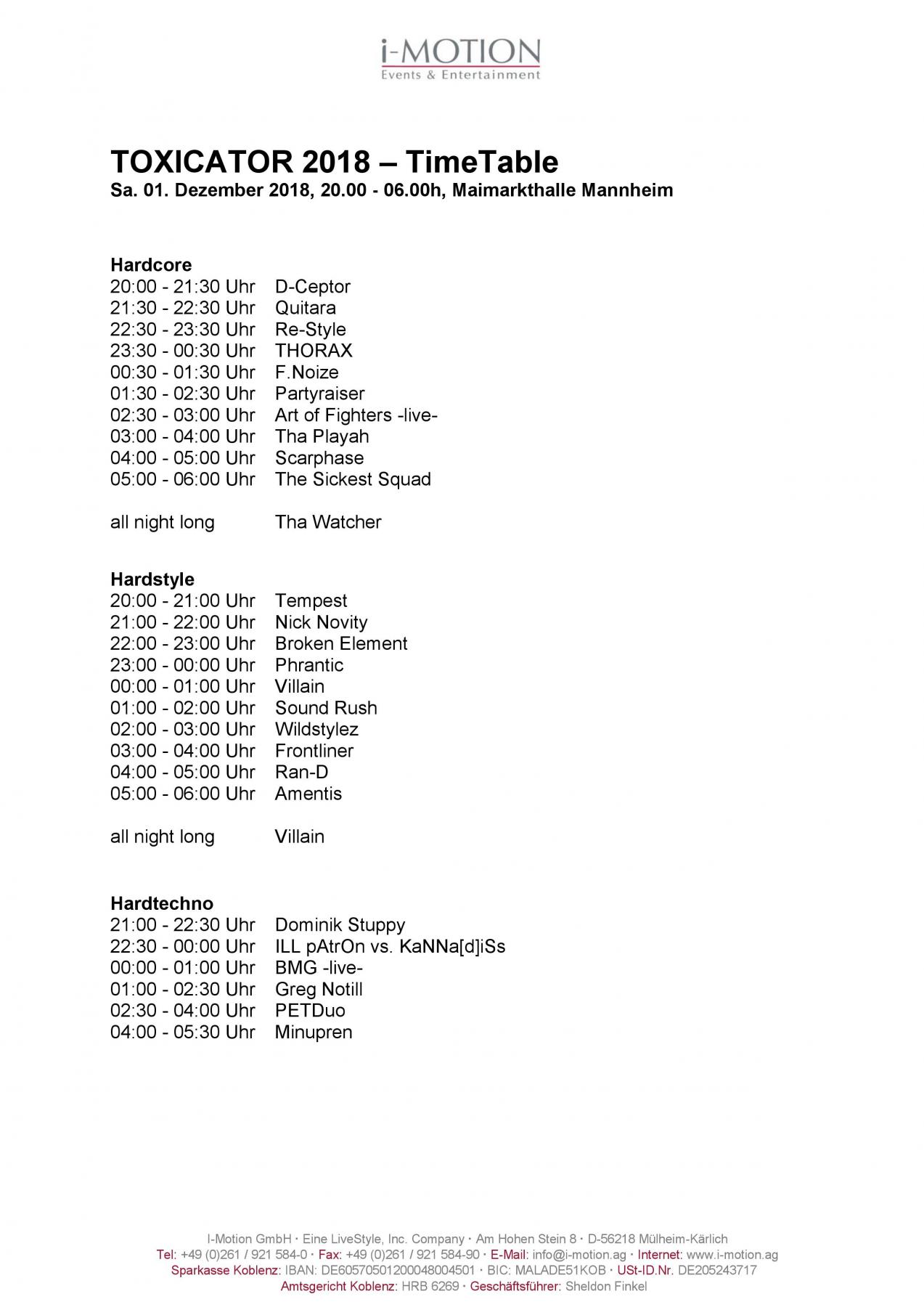  Official Timetable